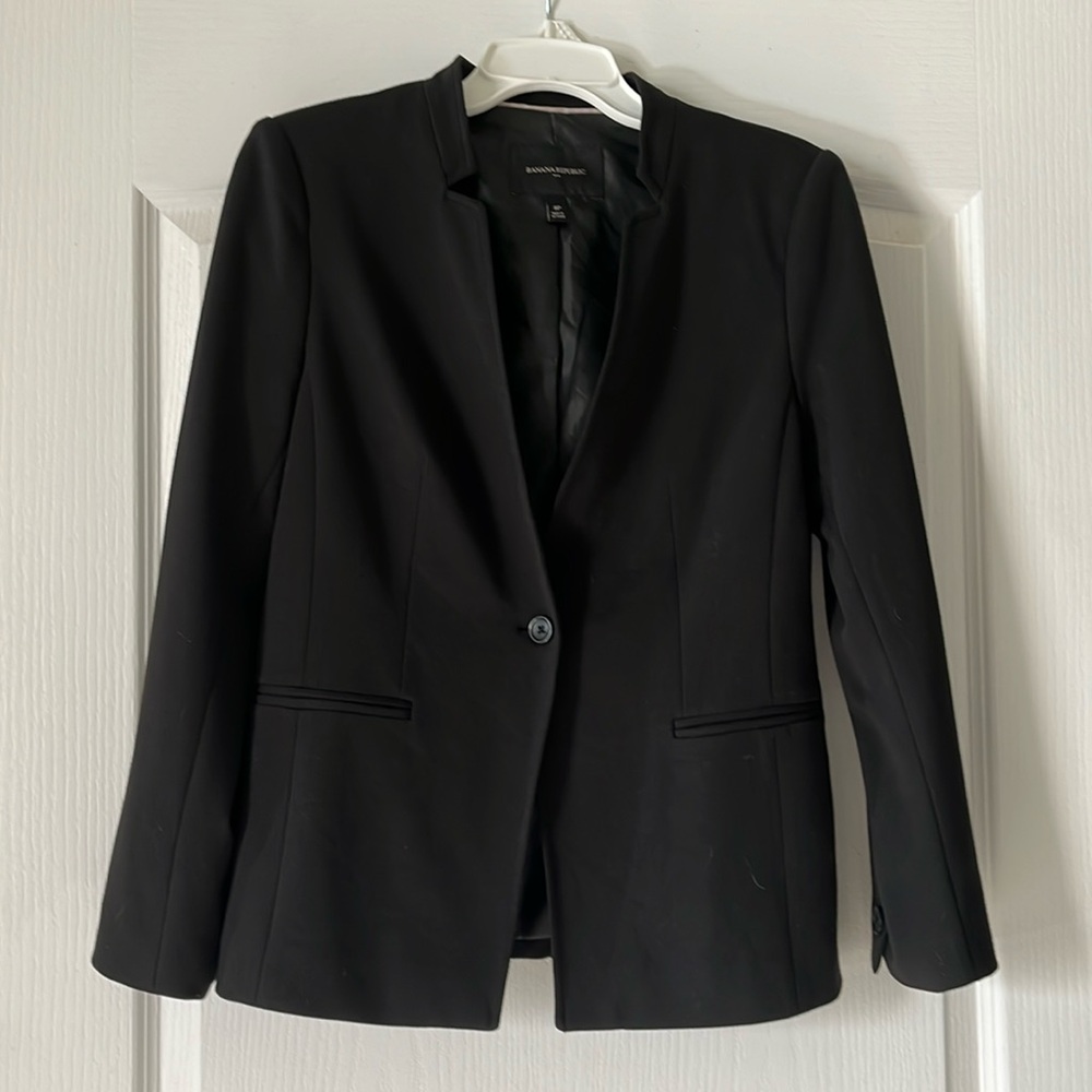 Banana Republic Petite Black Stretchy Blazer